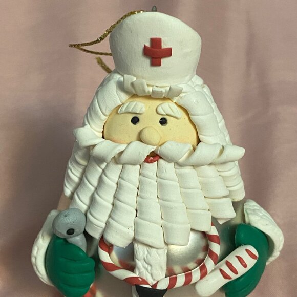 Santa Claus Nurse Christmas Ornament 4.5" Candycane Stethoscope Medical NWOT - Picture 2 of 5